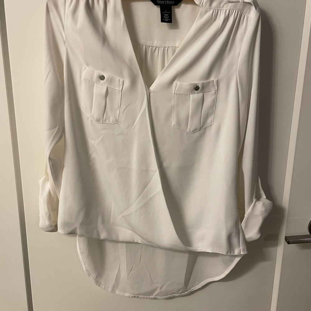White House Black Market White Wrap Blouse